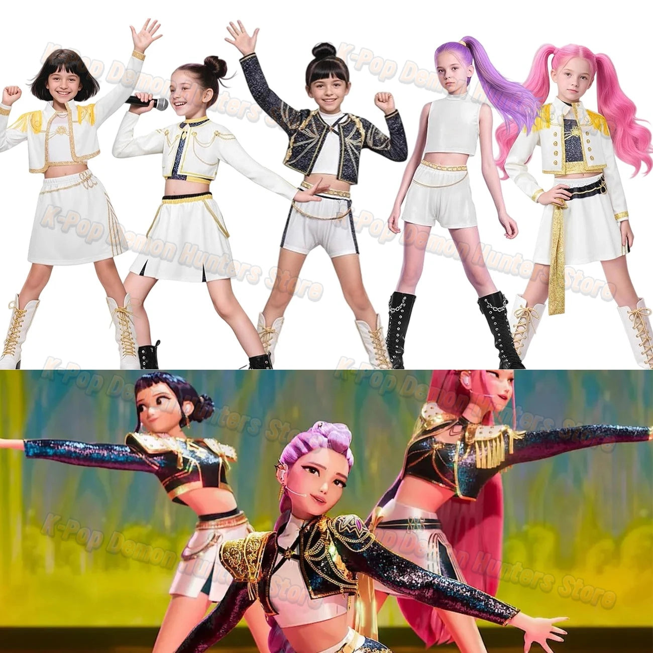 Costume da cosplay per bambini Zoey Mira Rumi del 2025, con stampa 3D, per Halloween, Carnevale, K-Pop Hunters