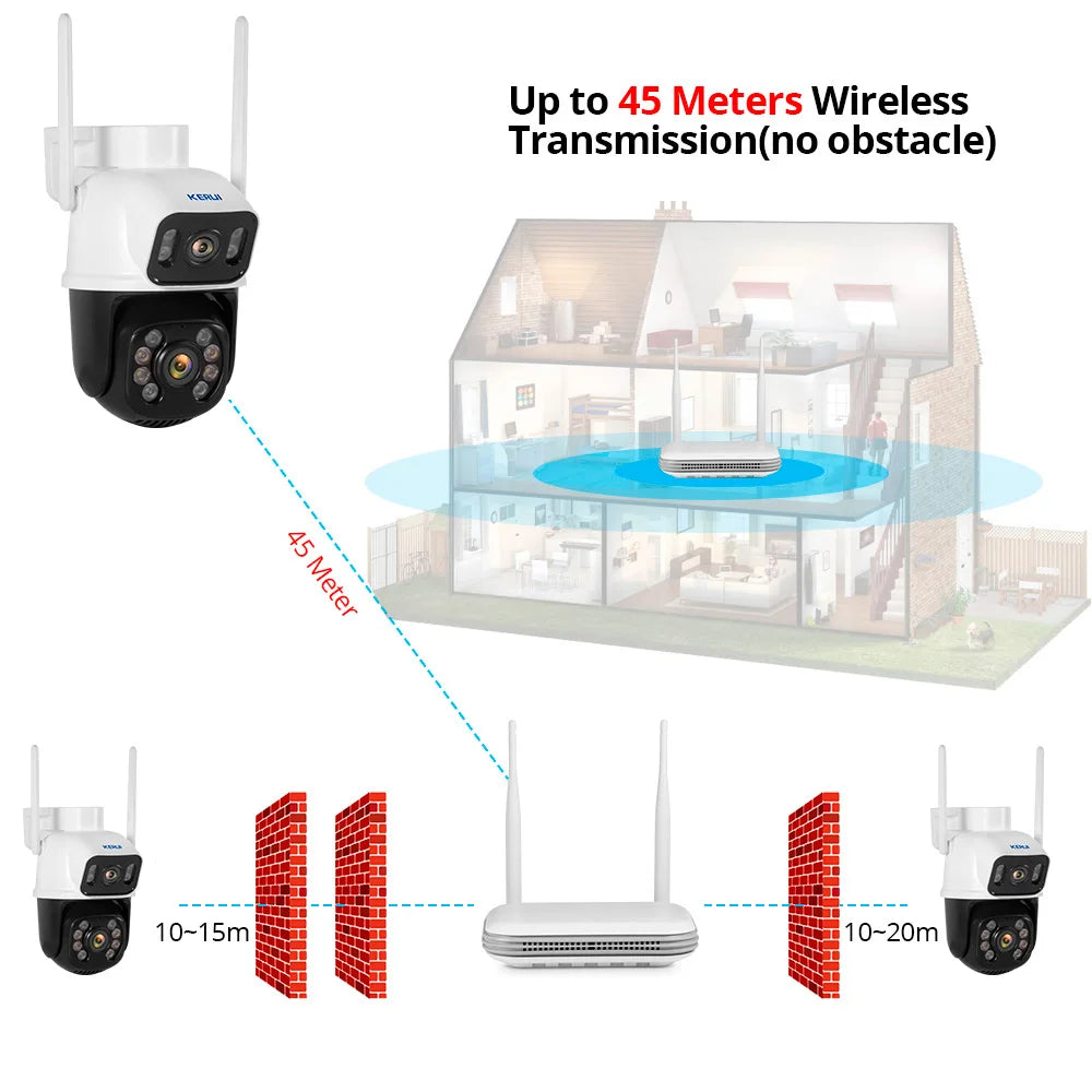 KERUI 8CH 6MP Kit telecamera NVR Sicurezza domestica Rilevazione movimento Allarme WIFI Wireless Video sorveglianza esterna Kit telecamera IP NVR