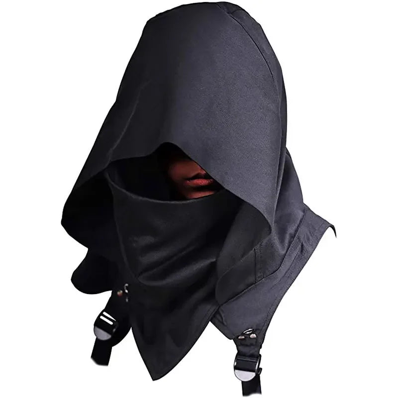 Cyberpunk Rogue Cowl Hood Sciarpa Scaldacollo invernale Costume Mantello con cappuccio per cosplay di Halloween