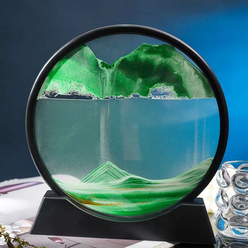 3D Moving Sand Art Picture Round Glass