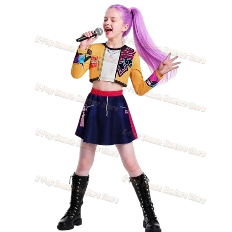 Costume da cosplay per bambini Zoey Mira Rumi del 2025, con stampa 3D, per Halloween, Carnevale, K-Pop Hunters