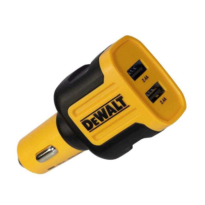 Caricabatteria da auto USB mobile a 2 porte Dewalt Adattatore doppia porta a ricarica rapida 24W MAX