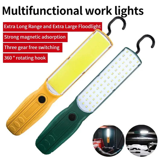 LED COB トーチ 作業灯 ポータブル 自動車修理ランプ 充電式 キャンプ用ランタン 手持ち式 投光器 マグネット&フック付き