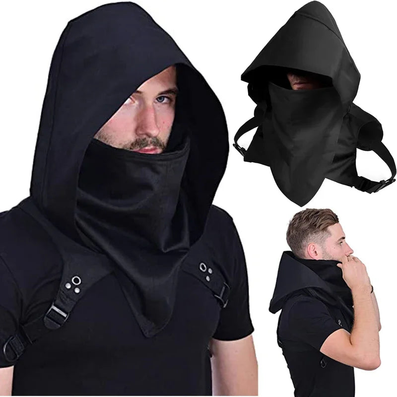 Cyberpunk Rogue Cowl Hood Sciarpa Scaldacollo invernale Costume Mantello con cappuccio per cosplay di Halloween