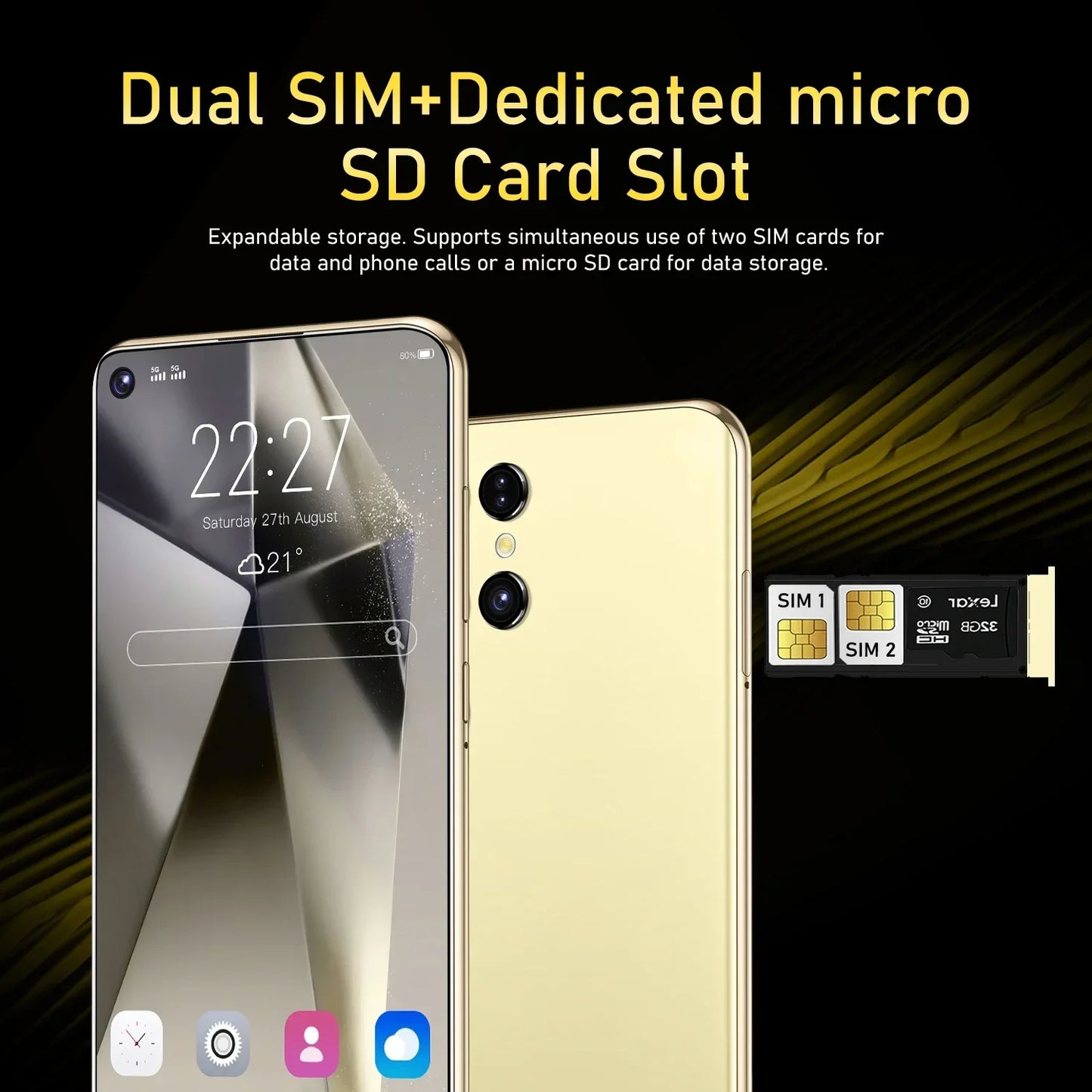 S25 5G 7,3 pollici ad alta definizione Android14 Snapdragon 8, gen 3, 10core dual SIM telefono 7800mAh