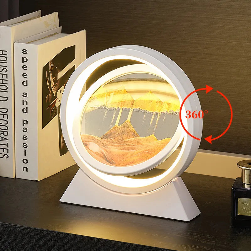 LED Moving Sand Art Table Lamp Quicksand Night