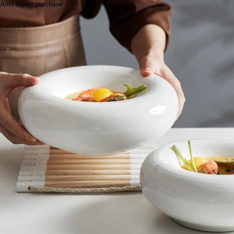 Creative White Ceramic Tableware Salad Dessert