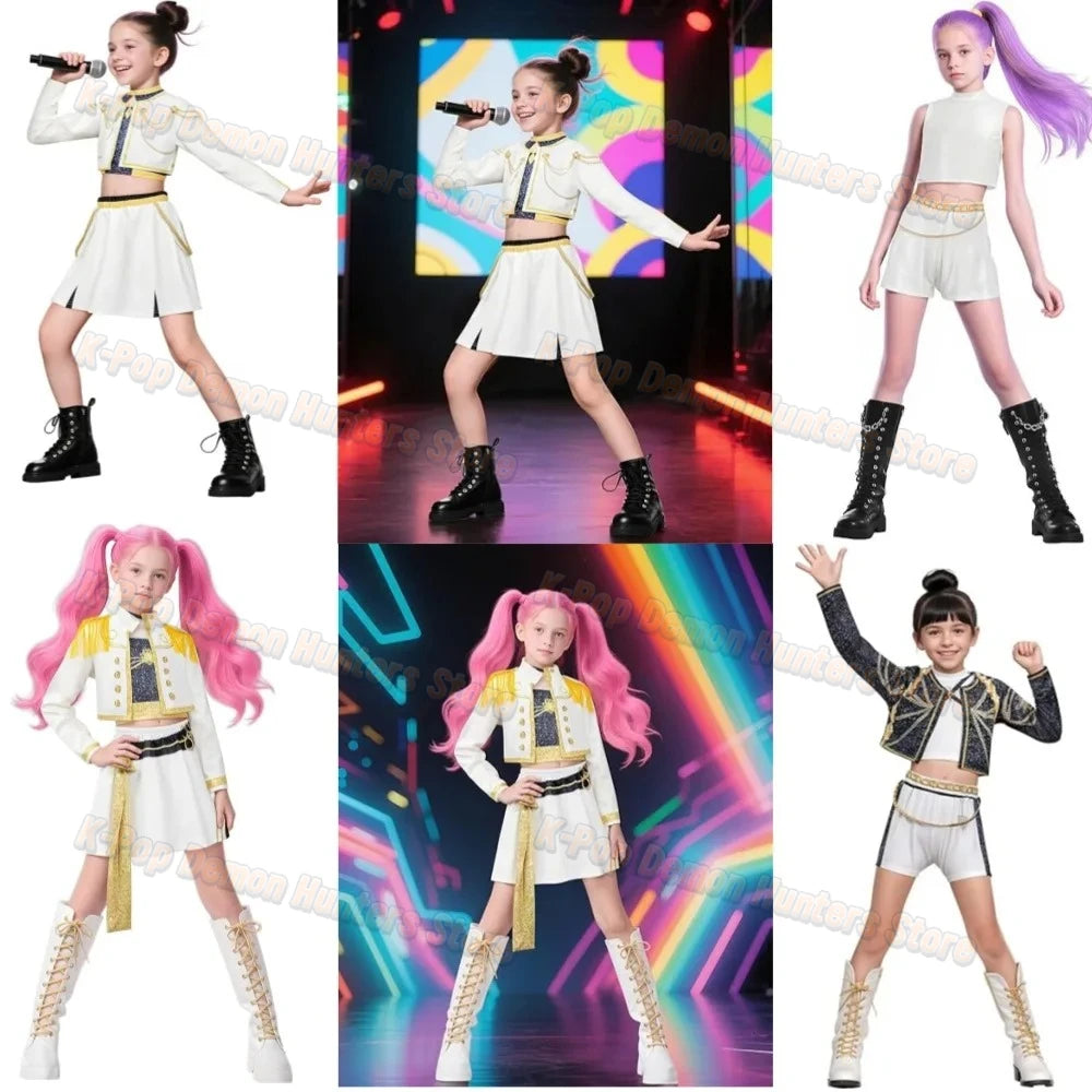 Costume da cosplay per bambini Zoey Mira Rumi del 2025, con stampa 3D, per Halloween, Carnevale, K-Pop Hunters
