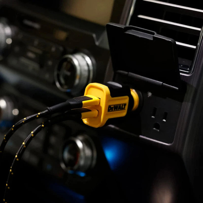 Caricabatteria da auto USB mobile a 2 porte Dewalt Adattatore doppia porta a ricarica rapida 24W MAX