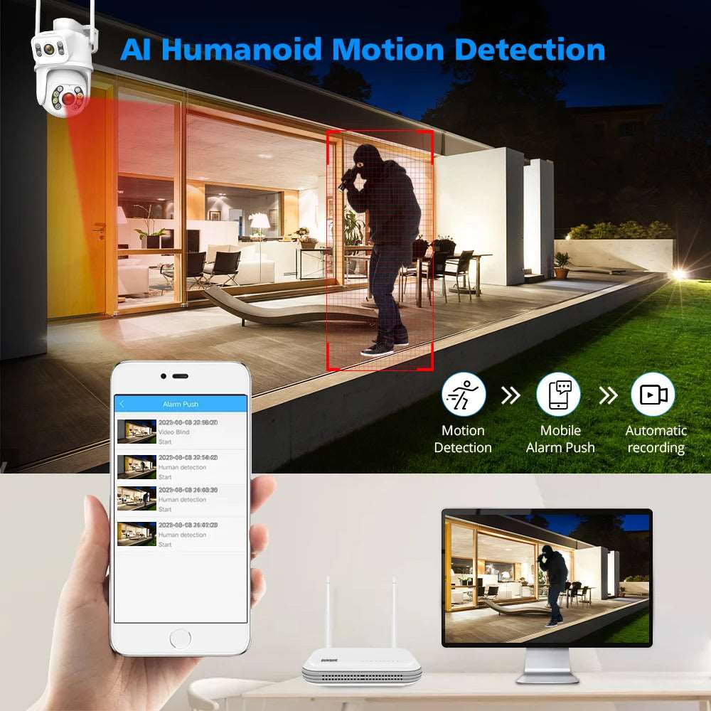 8CH Mini Wifi NVR HD 8MP Dual Lens PTZ WIFI IP Home Security Camera System Video H.265 CCTV Waterproof Wireless Surveillance Kit