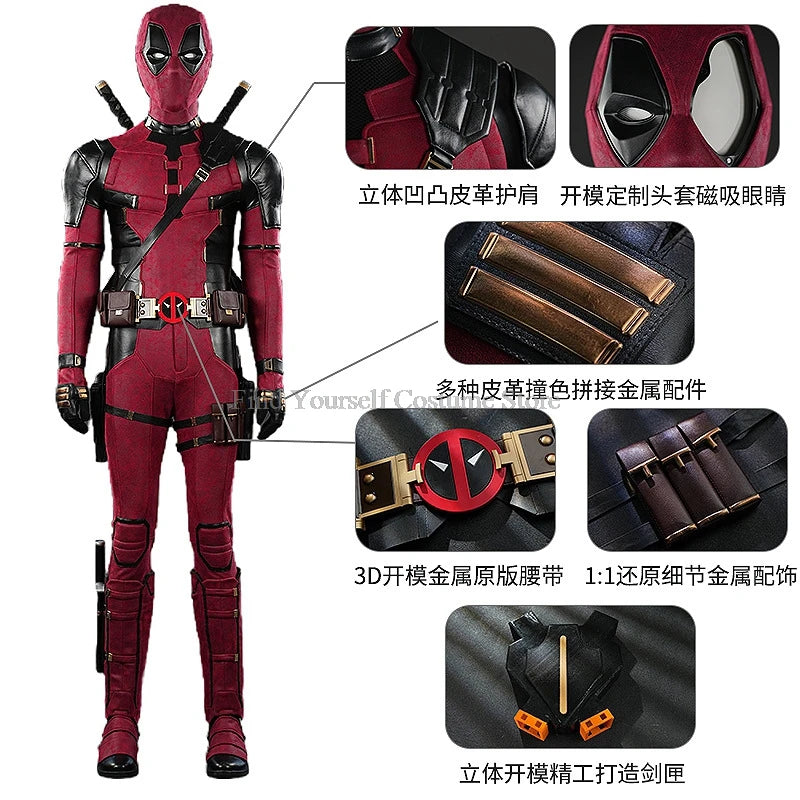 Cosplay maschera Deadpooling 3 con occhiali magnetici Wade Winston Wilson tuta cintura costume cosplay