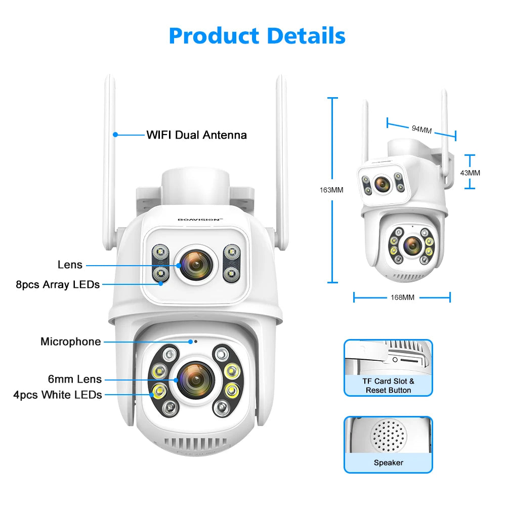 8CH Mini Wifi NVR HD 8MP Dual Lens PTZ WIFI IP Home Security Camera System Video H.265 CCTV Waterproof Wireless Surveillance Kit