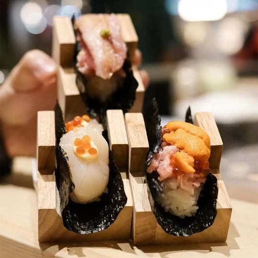 Japanese Sushi Rack Wooden Taco Snack