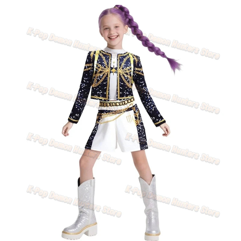 Costume da cosplay per bambini Zoey Mira Rumi del 2025, con stampa 3D, per Halloween, Carnevale, K-Pop Hunters