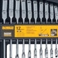 Dewalt DWMT19229 Set di chiavi metriche a cricchetto con testa flessibile da 12 pezzi, 72 denti, accessori per utensili elettrici completamente lucidati