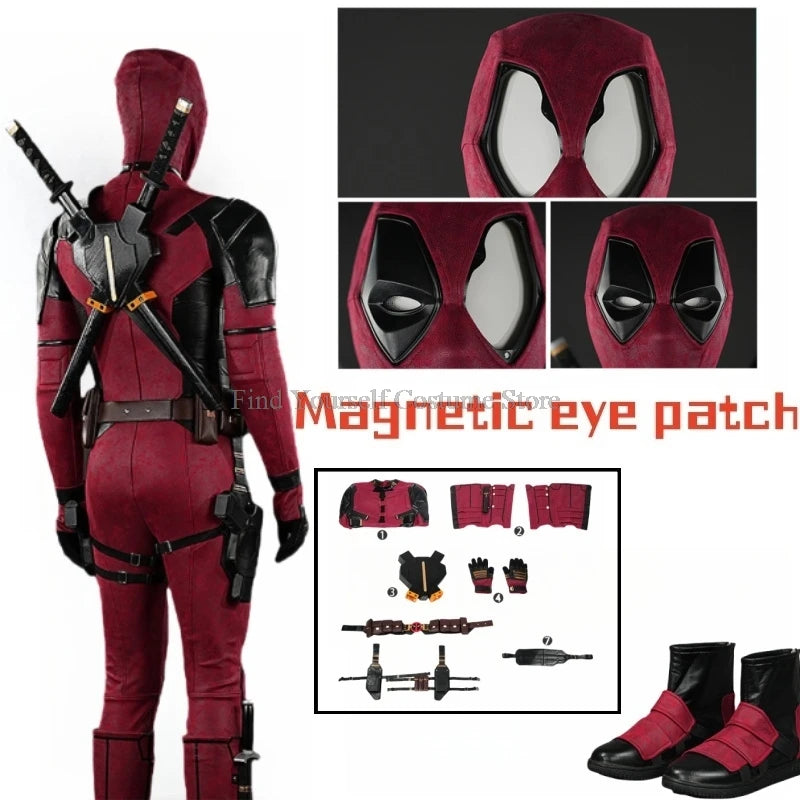 Cosplay maschera Deadpooling 3 con occhiali magnetici Wade Winston Wilson tuta cintura costume cosplay