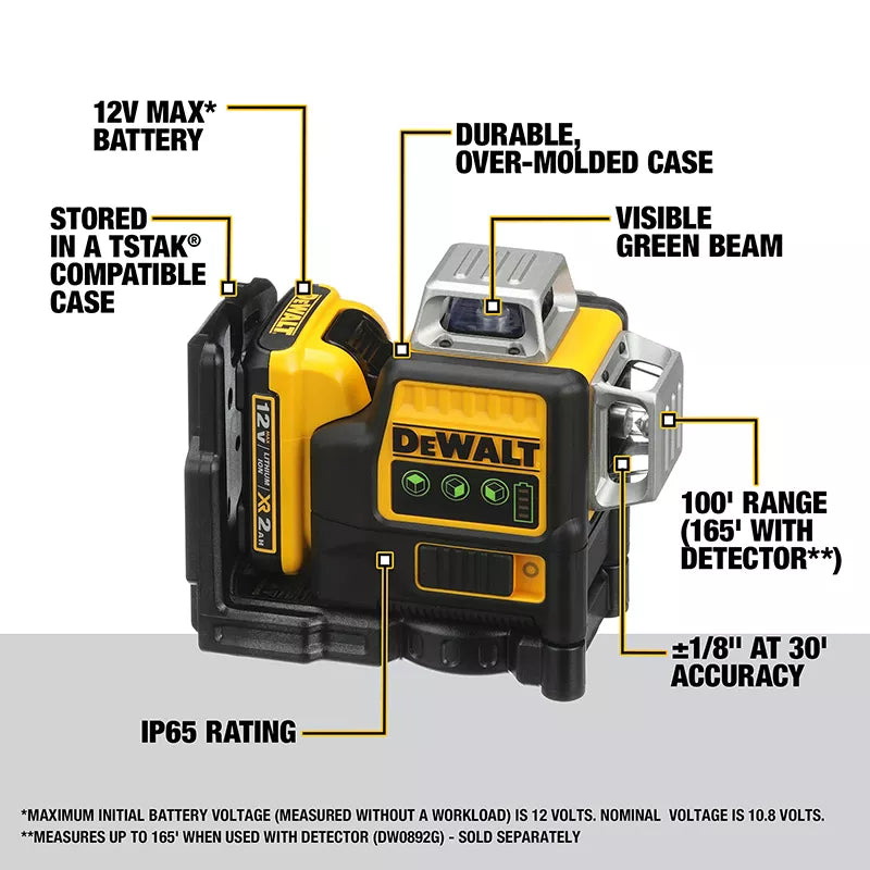 DEWALT DW089LG Livella laser verde a 12 linee con batteria