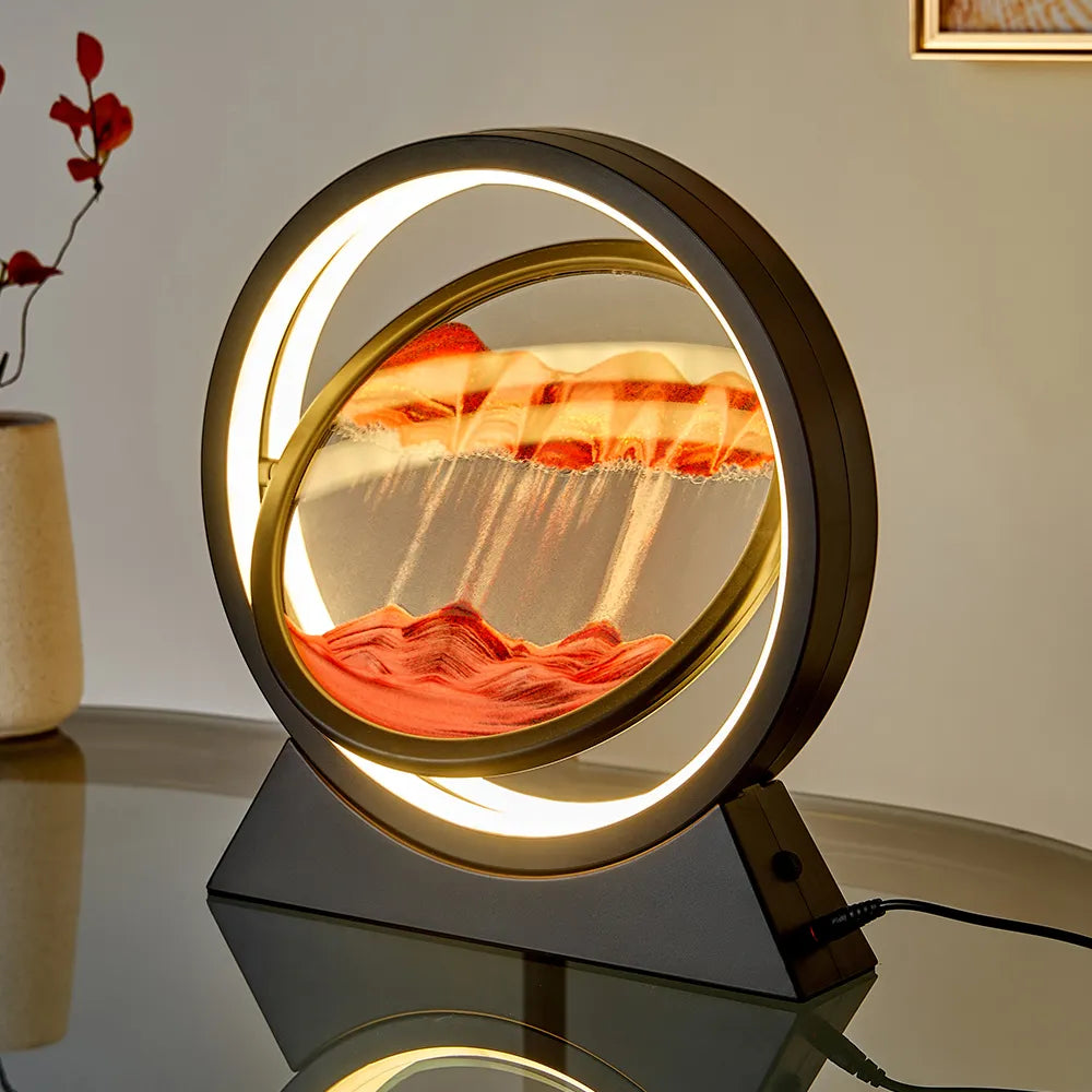 LED Moving Sand Art Table Lamp Quicksand Night