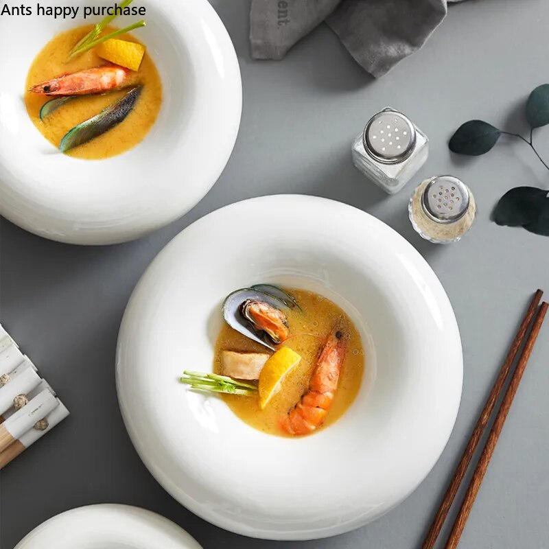 Creative White Ceramic Tableware Salad Dessert