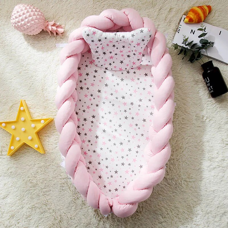 Portable Knot Baby Crib Cushion with Pillow Newborn Sleeping