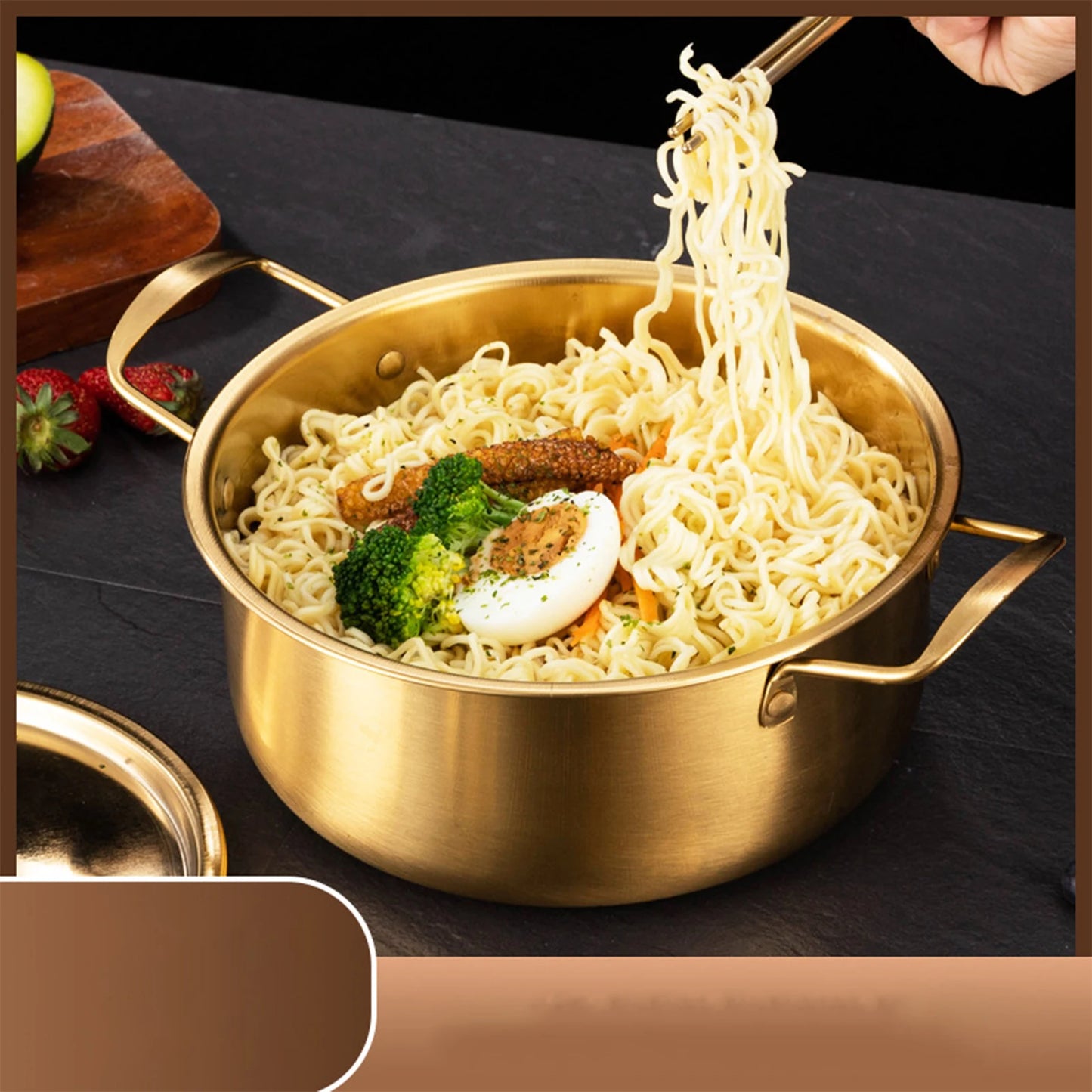 18 cm/20 cm/22 cm/24 cm Pentola-noodles ramen coreani ecc.. in alluminio con coperchio