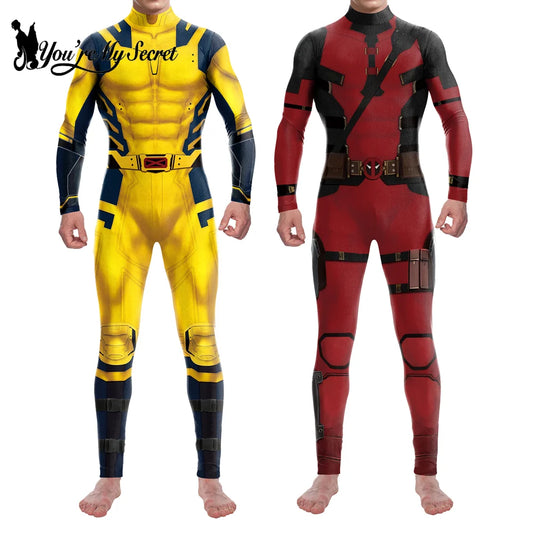 Supereroi Uomini Deadpool Wolverine Costumi Cosplay Tuta