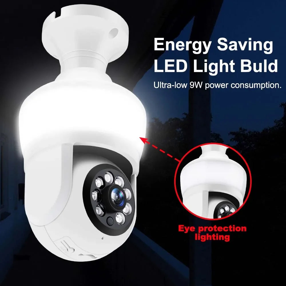 Telecamera a lampadina da 3 MP WiFi Wireless PTZ per interni Mini Cam Baby Monitor Protezione di sicurezza Video sorveglianza Monitoraggio automatico Carecam Pro