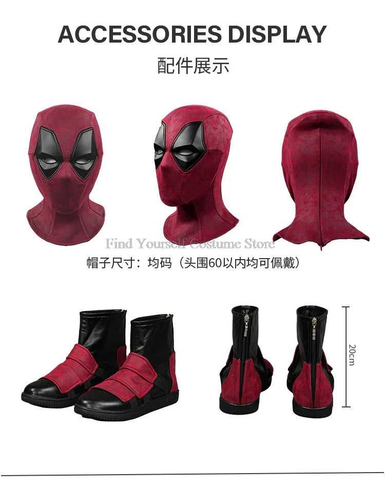 Cosplay maschera Deadpooling 3 con occhiali magnetici Wade Winston Wilson tuta cintura costume cosplay