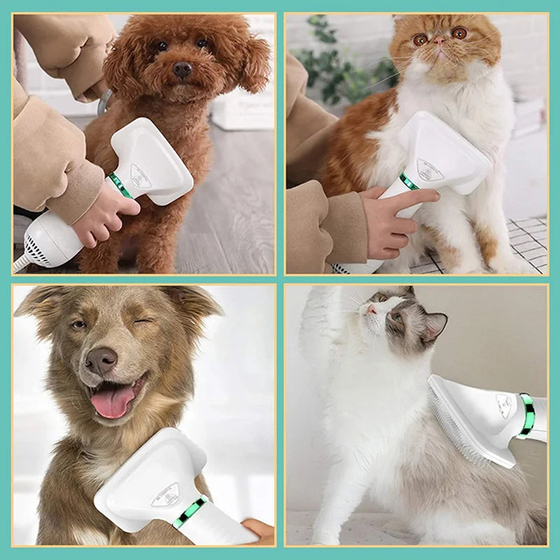 Spazzola per asciugacapelli 2 in 1 per animali domestici, spazzola per toelettatura per cani e gatti, professionale, per la toelettatura domestica, asciugatura pelosa, pettine per cani portatile