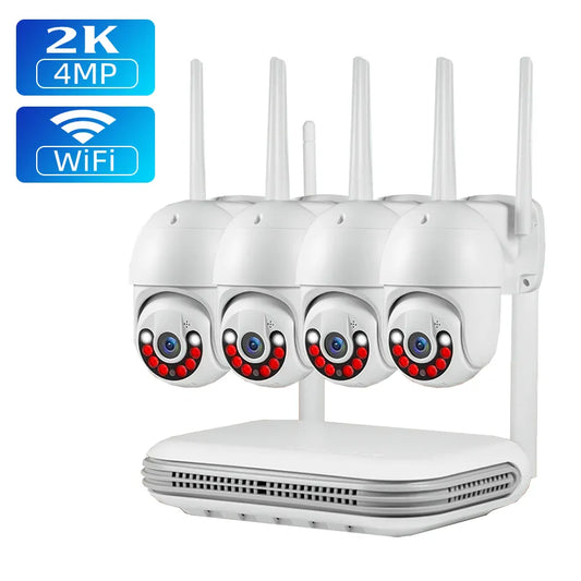 KERUI 8CH 4MP Kit telecamera NVR Sicurezza domestica Rilevazione movimento Allarme WIFI Wireless Video sorveglianza esterna Kit telecamera IP NVR