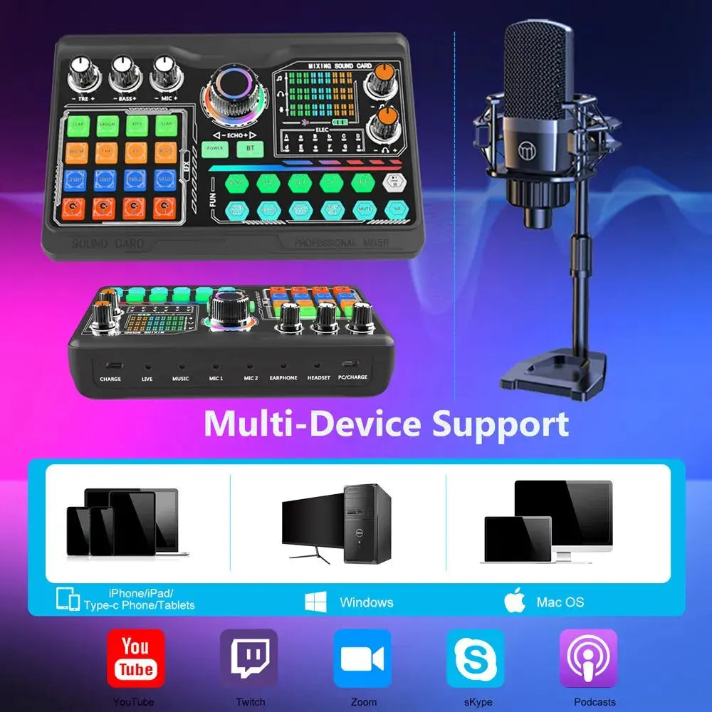 Microfono Scheda audio Kit per PC Smartphone Laptop Computer Registrazione Vlog Streaming live YouTube - Image #6