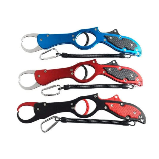 Portable Fish Clip Grip LipSPECIFICATIONSType: Fish GripOrigin: Mainland ChinaMaterial: AluminiumMaterial: AluminiumLength: 28.5CMColor: Red/Blue/BlackBrand Name: TOOLS DXFish GripInterMedia WorldI'M'"WorldPortable Fish Clip Grip Lip