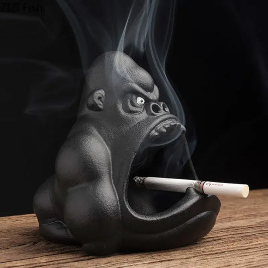 Ceramic Cartoon Animal Ashtray Orangutan Anti-ash Car Large Capacity - Image #1