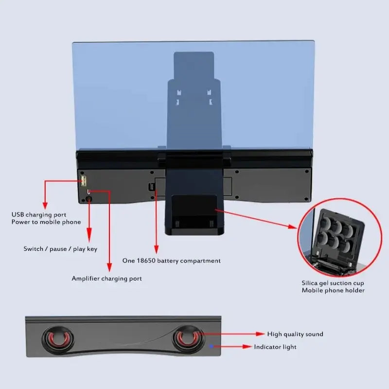 F12 UK 3D Mobile Phone Screen Magnifier Bluetooth Stereo Speaker HD Video Amplifier - Image #3