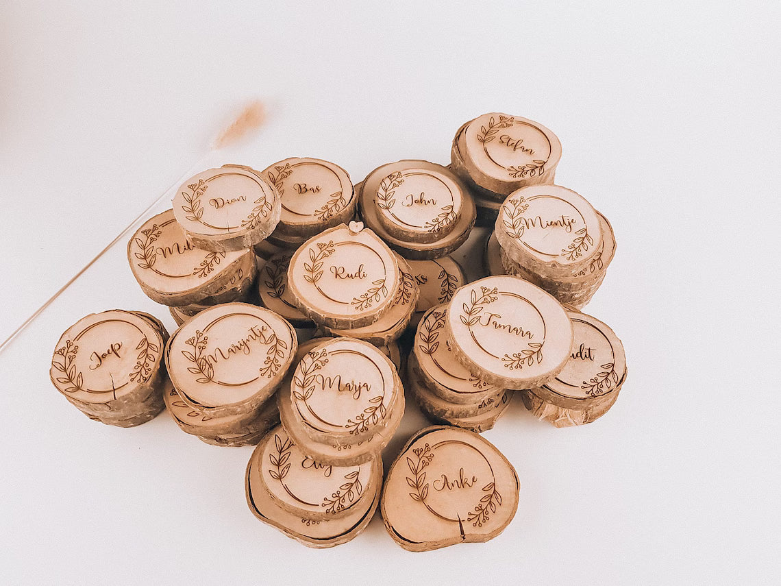 Segnaposto e sottobicchieri in Legno -Supporto -Serie Wedding Art