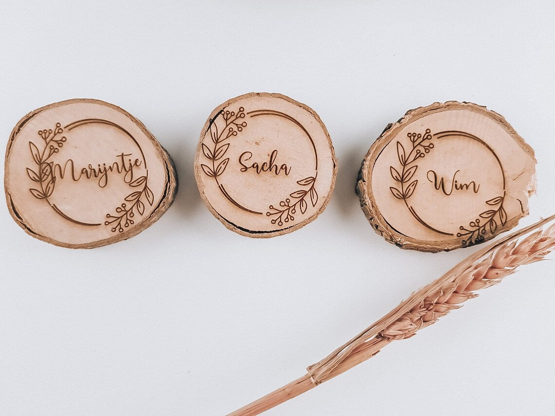 Segnaposto e sottobicchieri in Legno -Supporto -Serie Wedding Art