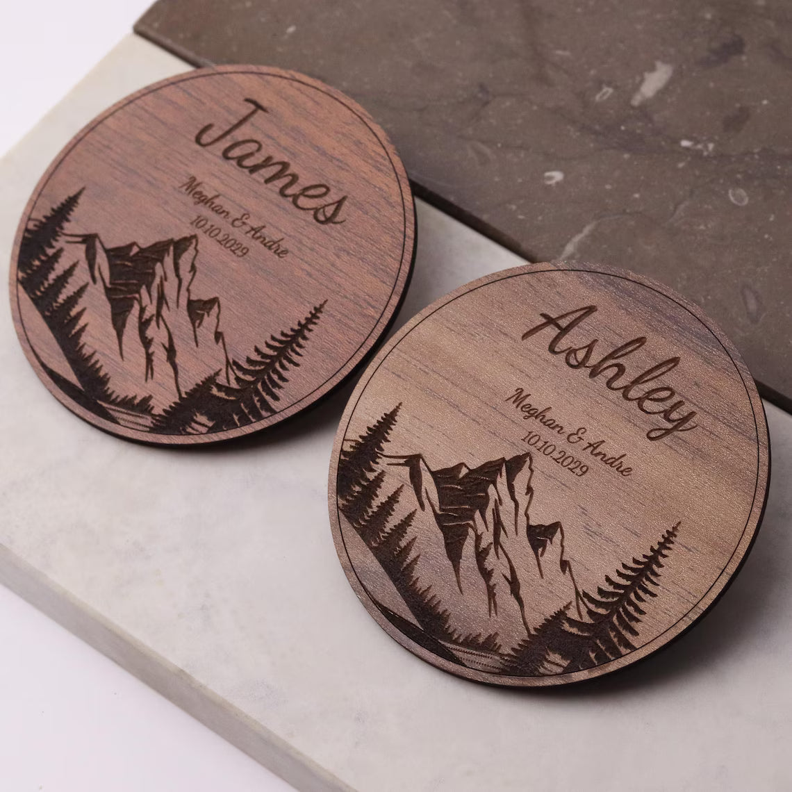 Segnaposto e sottobicchieri in Legno -Supporto -Serie Wedding Art