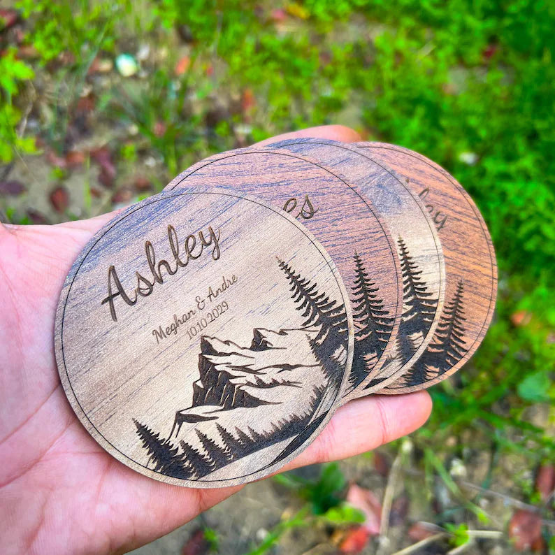 Segnaposto e sottobicchieri in Legno -Supporto -Serie Wedding Art