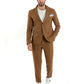 Abito Uomo Monopetto Completo Lino Sartoriale Giacca Pantaloni Tinta Unita Camel