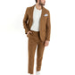 Abito Uomo Monopetto Completo Lino Sartoriale Giacca Pantaloni Tinta Unita Camel