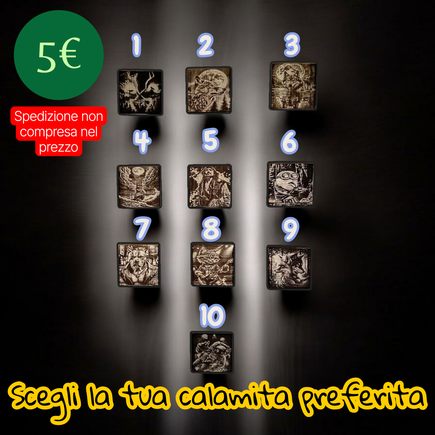 Calamite Artigianali in Legno con Incisioni Fantasy/Dark (Scegli la Tua Preferita)