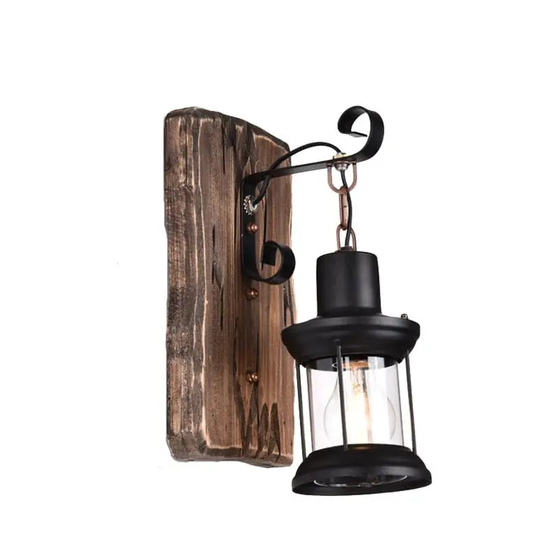 Retro Wood Wall Lamp for Home Balcony Garden 