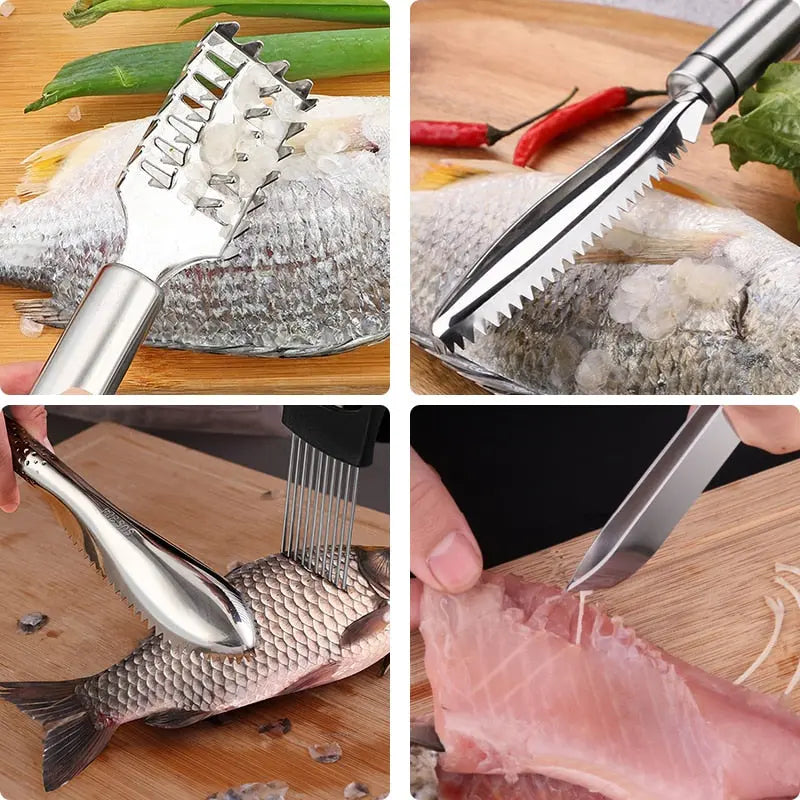 Stainless Steel Fish Scale Remover Cleaner Kitchen Fish Scaler Fish Skin Graters Cleaning Peeler for Kitchen Fish Cleaning Tools 