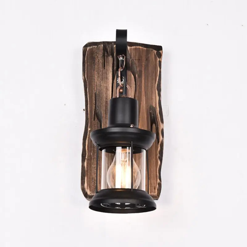 Retro Wood Wall Lamp for Home Balcony Garden 