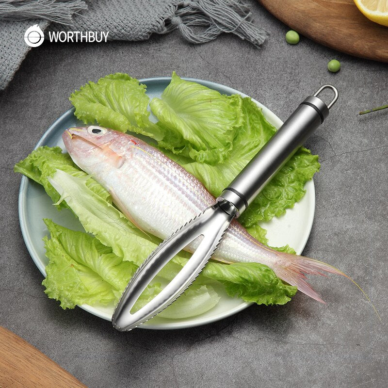 WORTHBUY 18/8 Stainless Steel Fish ScalerSPECIFICATIONSType: Seafood ToolsSuitable Occasions: Kitchen And Home,RestaurantStyle: ChineseSize: 23 x 3cmSeafood Tools Type: Seafood Crackers &amp; PicksOrigin: M1InterMedia WorldI'M'"WorldWORTHBUY 18/8 Stainless Steel Fish Scaler