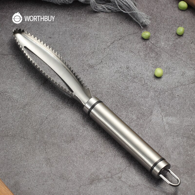 WORTHBUY 18/8 Stainless Steel Fish ScalerSPECIFICATIONSType: Seafood ToolsSuitable Occasions: Kitchen And Home,RestaurantStyle: ChineseSize: 23 x 3cmSeafood Tools Type: Seafood Crackers &amp; PicksOrigin: M1InterMedia WorldI'M'"WorldWORTHBUY 18/8 Stainless Steel Fish Scaler