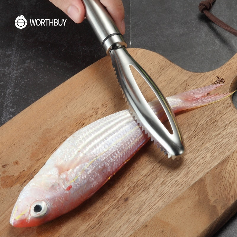 WORTHBUY 18/8 Stainless Steel Fish ScalerSPECIFICATIONSType: Seafood ToolsSuitable Occasions: Kitchen And Home,RestaurantStyle: ChineseSize: 23 x 3cmSeafood Tools Type: Seafood Crackers &amp; PicksOrigin: M1InterMedia WorldI'M'"WorldWORTHBUY 18/8 Stainless Steel Fish Scaler