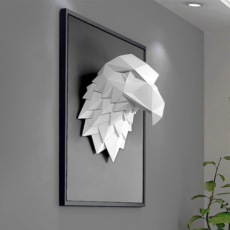 3D Wall Hanging Decoration Eagle Head Animal Figurines Living Room