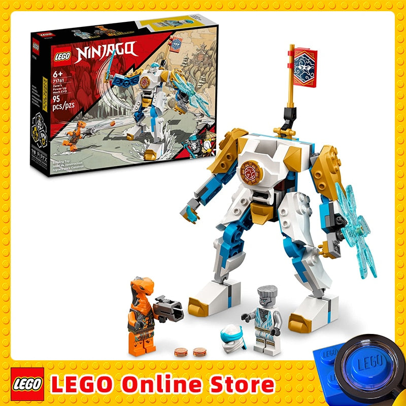 LEGO &amp; Ninjago Zane’s Power Up Mech EVO 71761SPECIFICATIONSWarning: 6+yRecommend Age: 12+yPlastic Type: ABSPlastic Block Shape: Irregular ShapePhysical size: 12cm highPackaging size: 19.1cm x 14.1cm x 4.6cmOrigmattoncino LegoIntermedia WorldI'M'"WorldLEGO &amp; Ninjago Zane’