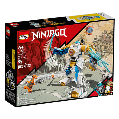 LEGO &amp; Ninjago Zane’s Power Up Mech EVO 71761SPECIFICATIONSWarning: 6+yRecommend Age: 12+yPlastic Type: ABSPlastic Block Shape: Irregular ShapePhysical size: 12cm highPackaging size: 19.1cm x 14.1cm x 4.6cmOrigmattoncino LegoIntermedia WorldI'M'"WorldLEGO &amp; Ninjago Zane’